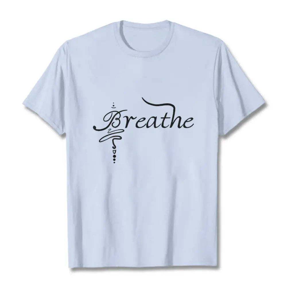 Buddha Stones Breathe Word Tee T-shirt - LightCyan / S - T-Shirts