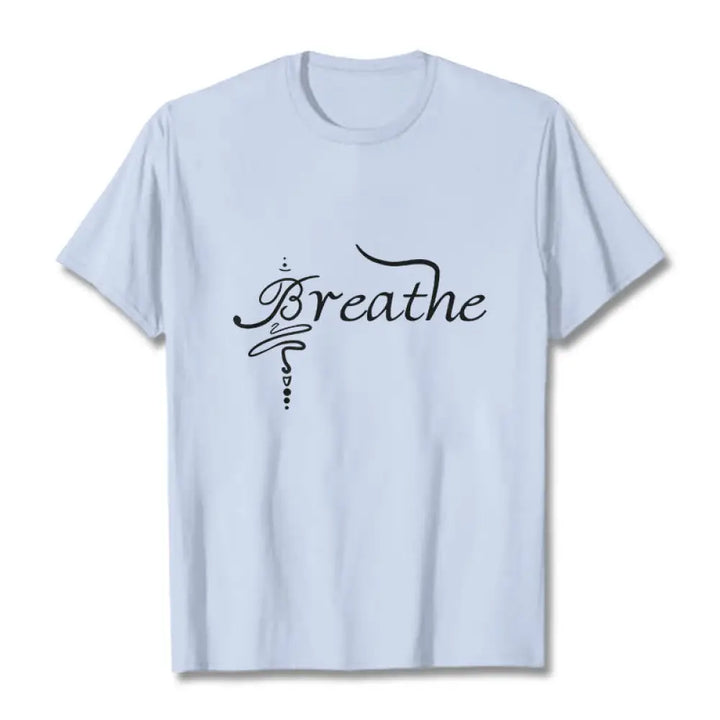 Buddha Stones Breathe Word Tee T-shirt - LightCyan / S - T-Shirts