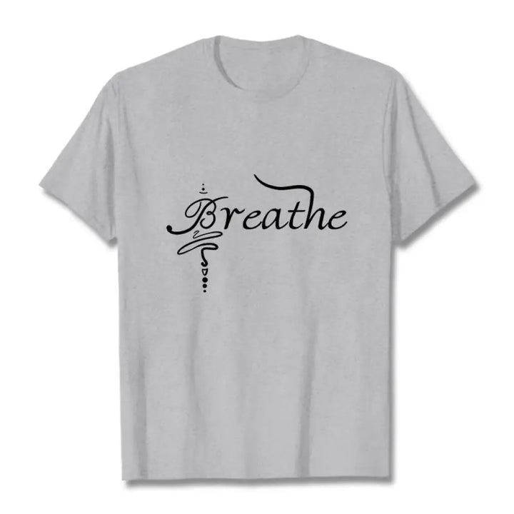 Buddha Stones Breathe Word Tee T-shirt - LightGrey / S - T-Shirts