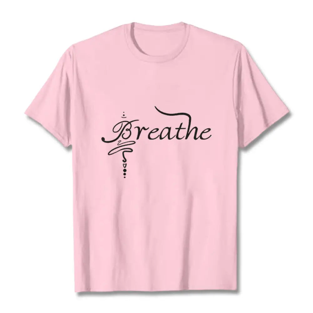 Buddha Stones Breathe Word Tee T-shirt - LightPink / S - T-Shirts