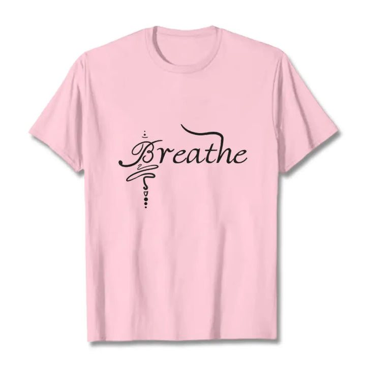 Buddha Stones Breathe Word Tee T-shirt - LightPink / S - T-Shirts