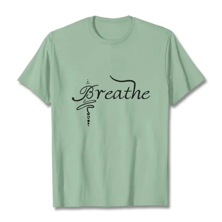 Buddha Stones Breathe Word Tee T-shirt - PaleGreen / S - T-Shirts