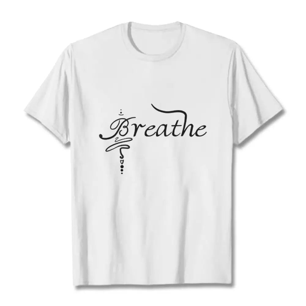 Buddha Stones Breathe Word Tee T-shirt - White / S - T-Shirts