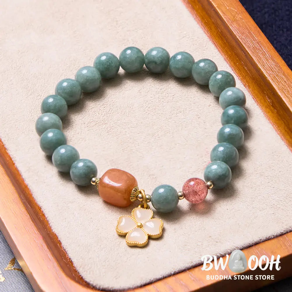 Buddha Stones Bring Good Luck Green Jade Bracelet Bangle Bundle - Bundle