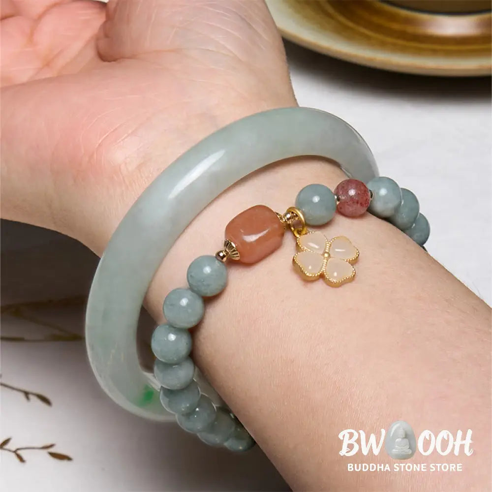 Buddha Stones Bring Good Luck Green Jade Bracelet Bangle Bundle - Bundle