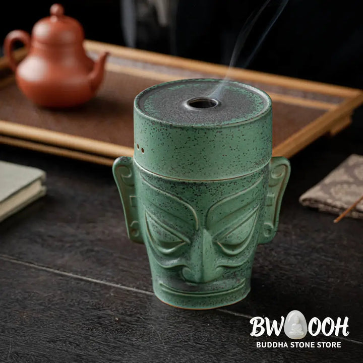 BWOOOH ceramic incense burner - Bronze Age Relics Sanxingdui Mask T