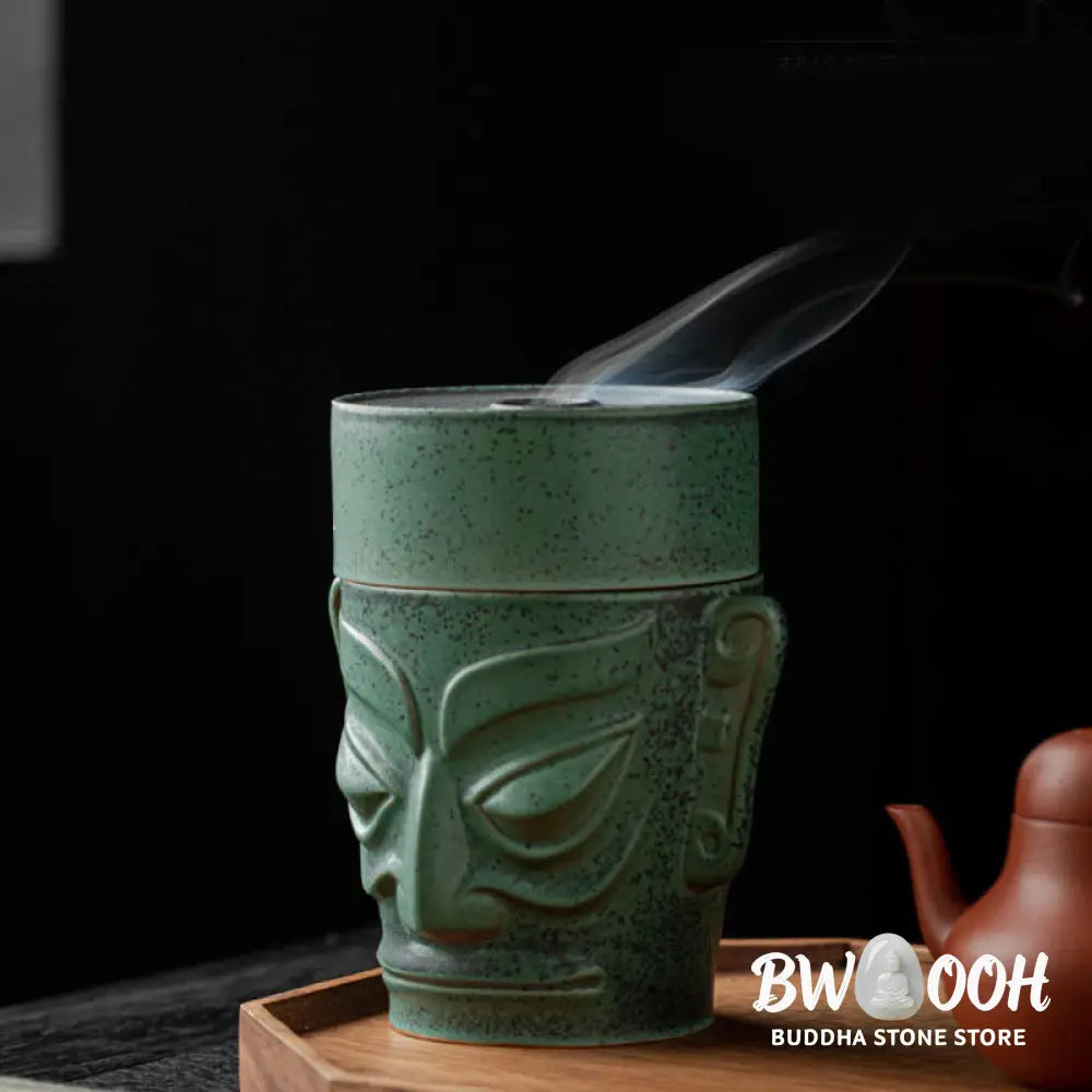 BWOOOH ceramic incense burner - Bronze Age Relics Sanxingdui Mask T
