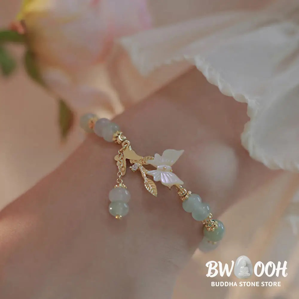 Buddha Stones Butterfly Charm Hetian Jade Adjustable Chain Prosperity Bracelet - Hetian Jade(Wrist Circumference: