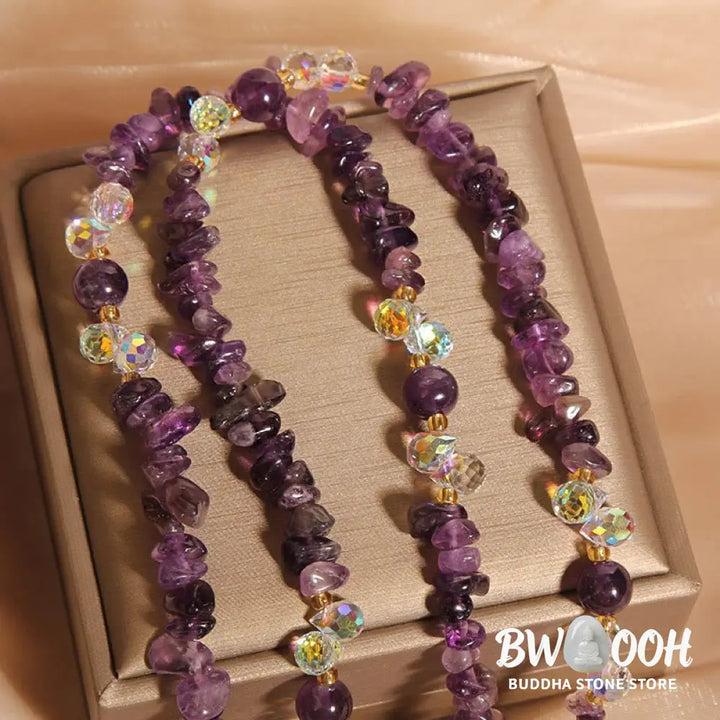 Buddha Stones Butterfly Flower Amethyst Strawberry Quartz Balance Necklace Pendant - BWOOOH - Necklaces &amp; Pendants