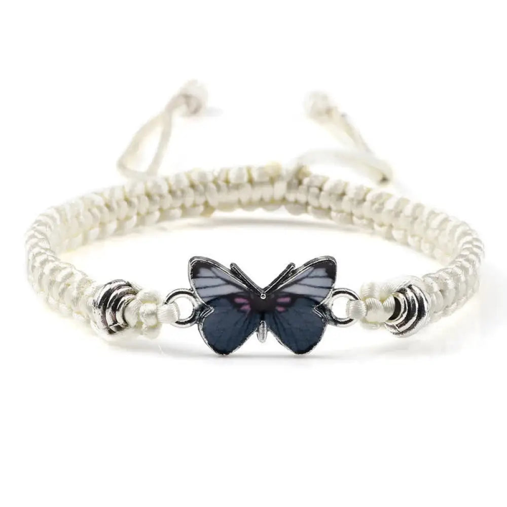 Buddha Stones Butterfly Freedom Love String Charm Bracelet - BWOOOH - Beige-Gray Butterfly - Bracelet