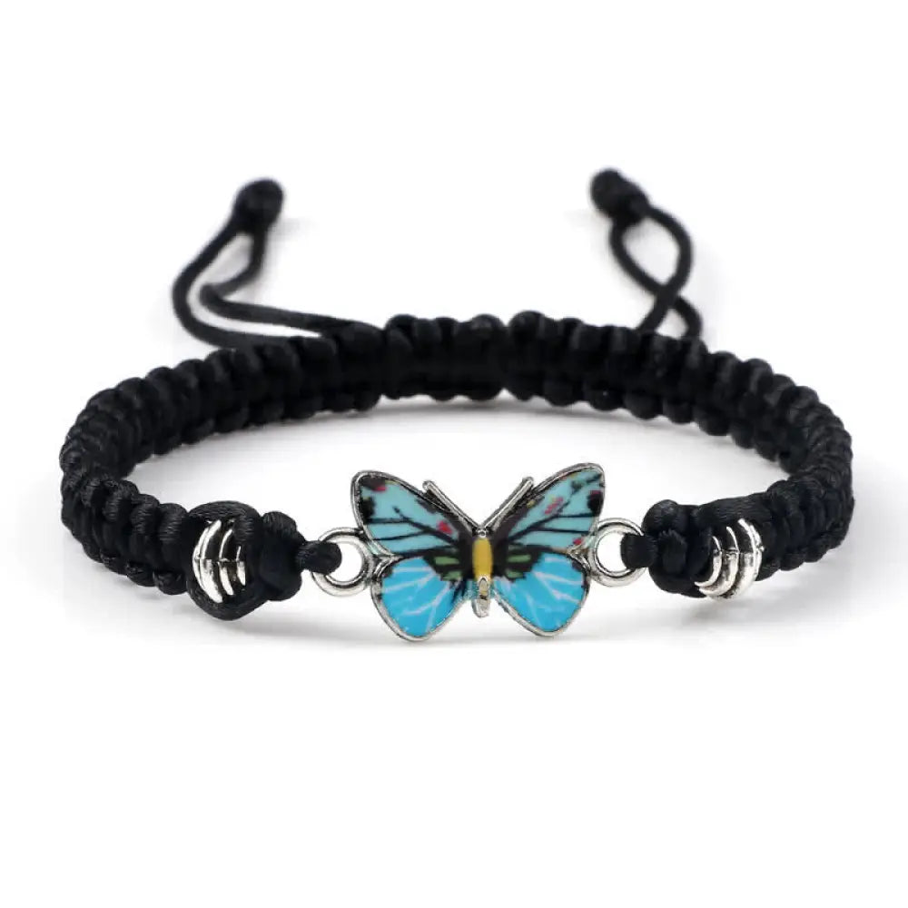 Buddha Stones Butterfly Freedom Love String Charm Bracelet - BWOOOH - Black-Blue Butterfly - Bracelet
