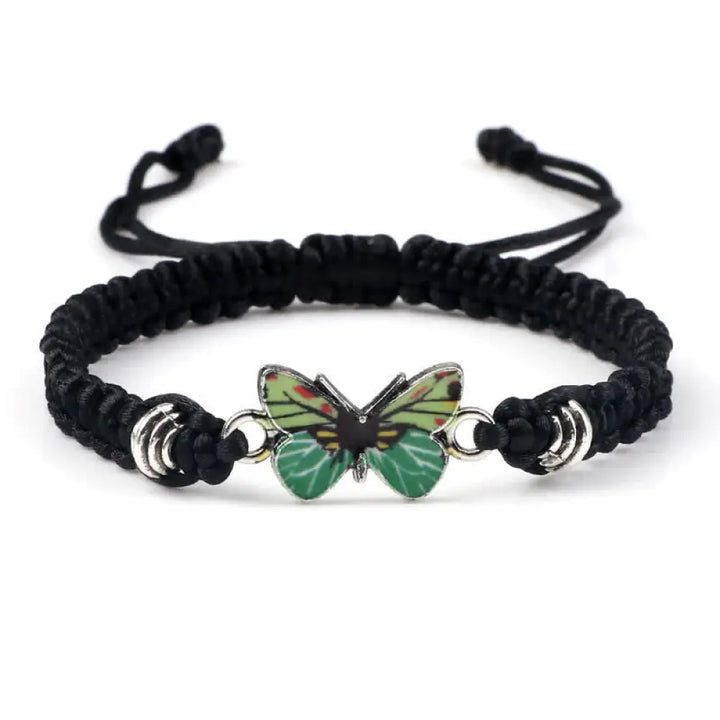 Buddha Stones Butterfly Freedom Love String Charm Bracelet - BWOOOH - Black-Green Butterfly - Bracelet