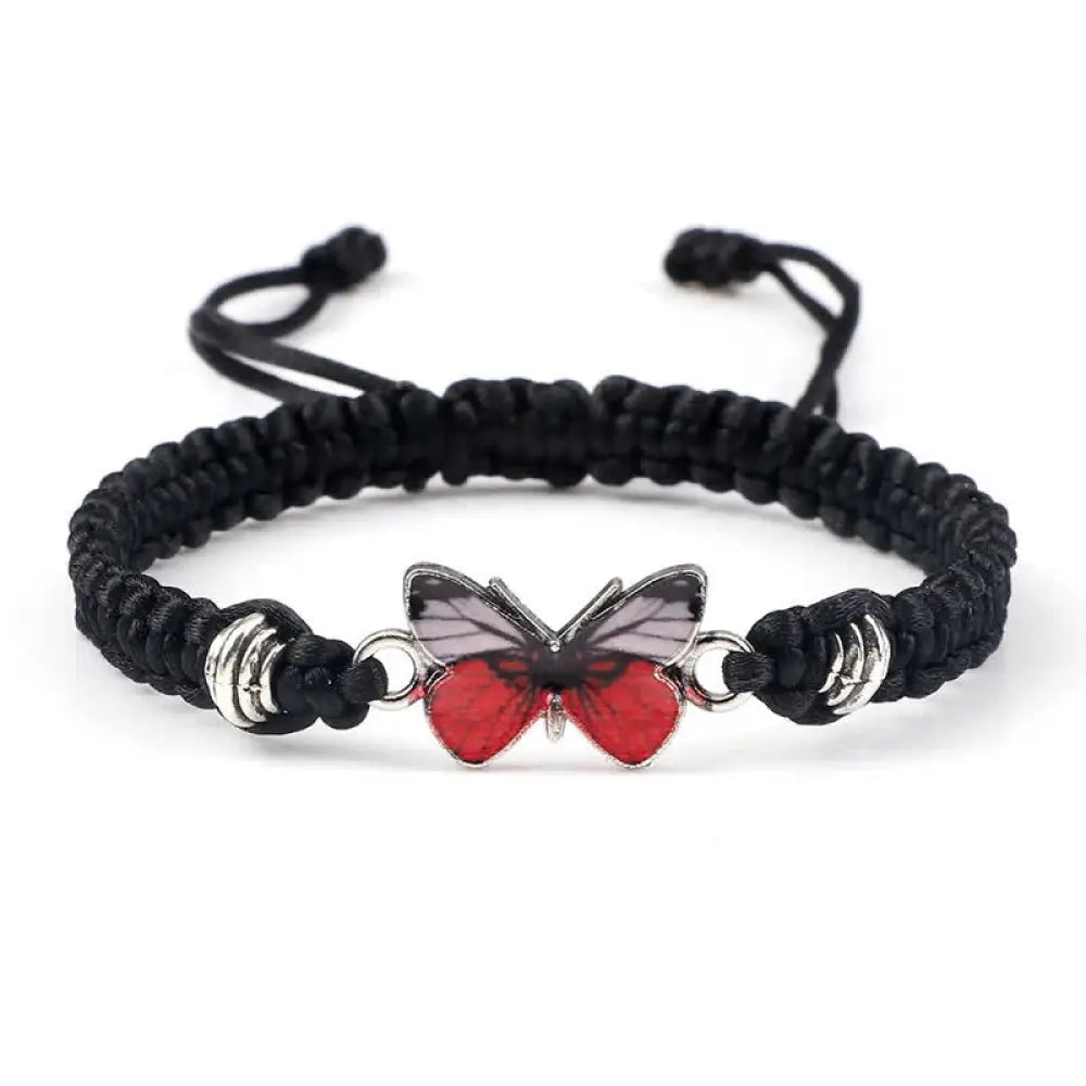 Buddha Stones Butterfly Freedom Love String Charm Bracelet - BWOOOH - Black-Red Butterfly - Bracelet