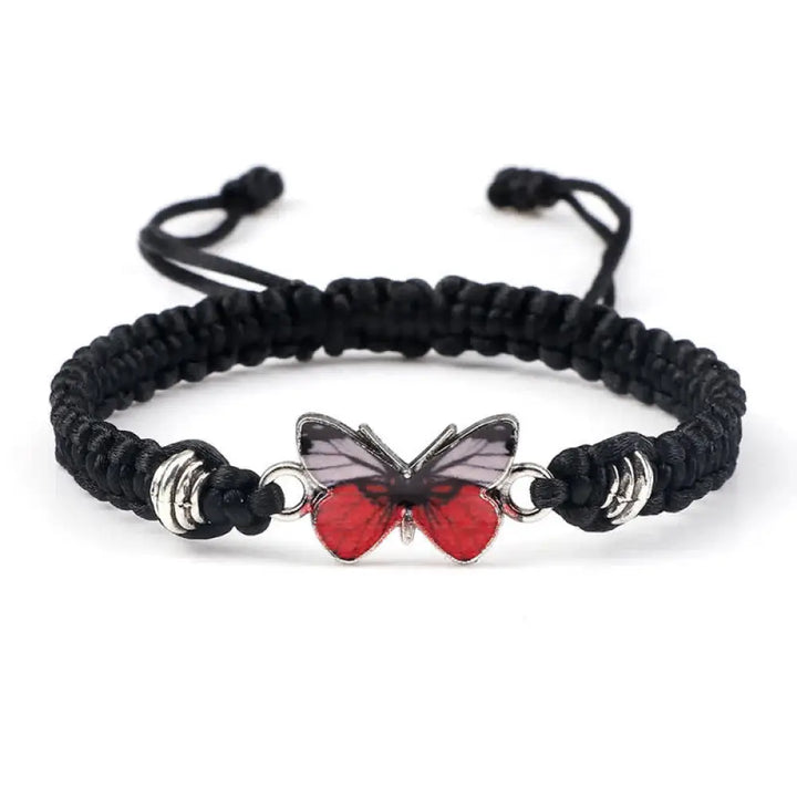 Buddha Stones Butterfly Freedom Love String Charm Bracelet - BWOOOH - Black-Red Butterfly - Bracelet