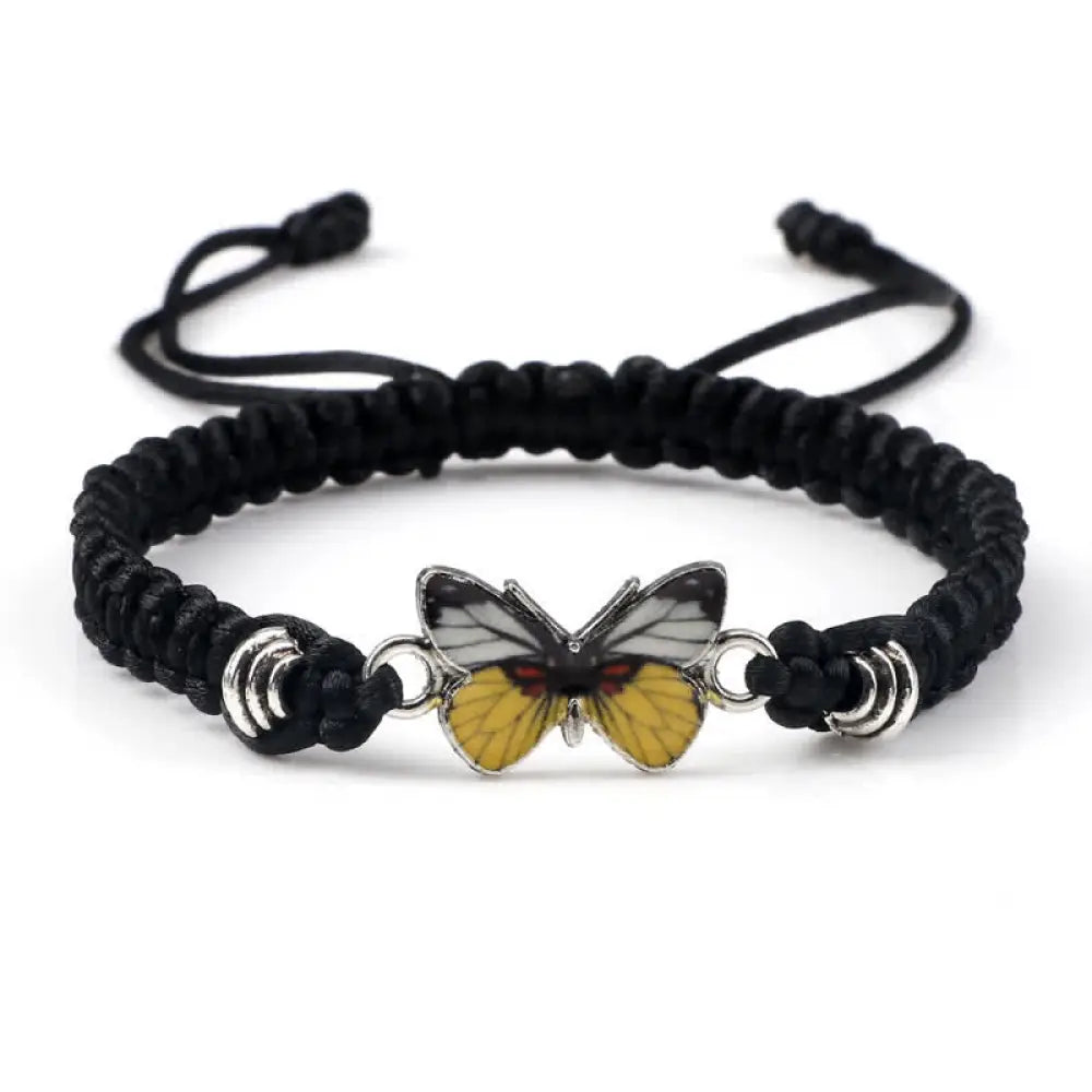 Buddha Stones Butterfly Freedom Love String Charm Bracelet - BWOOOH - Black-Yellow Butterfly - Bracelet