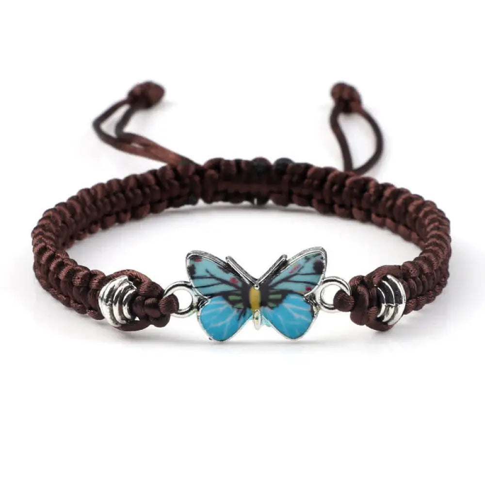 Buddha Stones Butterfly Freedom Love String Charm Bracelet - BWOOOH - Brown-Blue Butterfly - Bracelet
