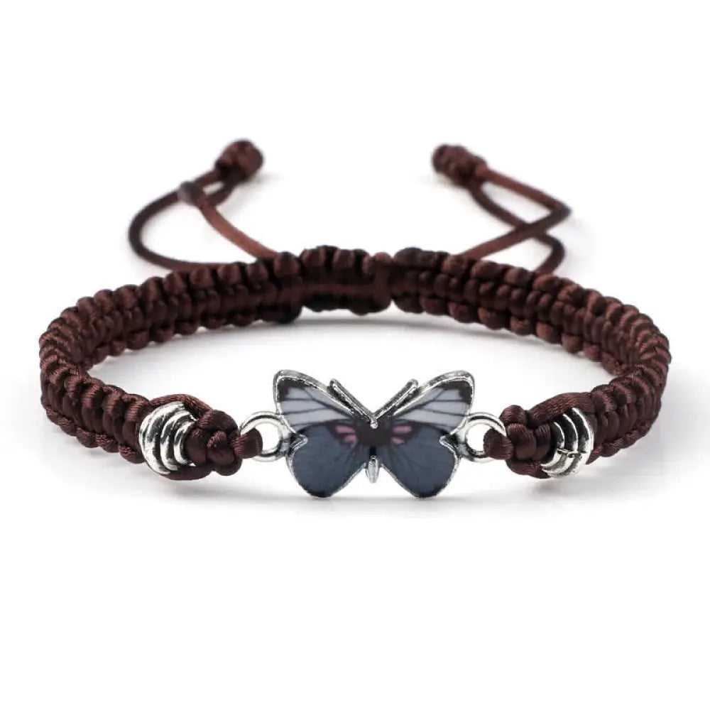 Buddha Stones Butterfly Freedom Love String Charm Bracelet - BWOOOH - Brown-Gray Butterfly - Bracelet