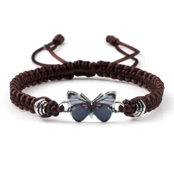 Buddha Stones Butterfly Freedom Love String Charm Bracelet - BWOOOH - Brown-Gray Butterfly - Bracelet