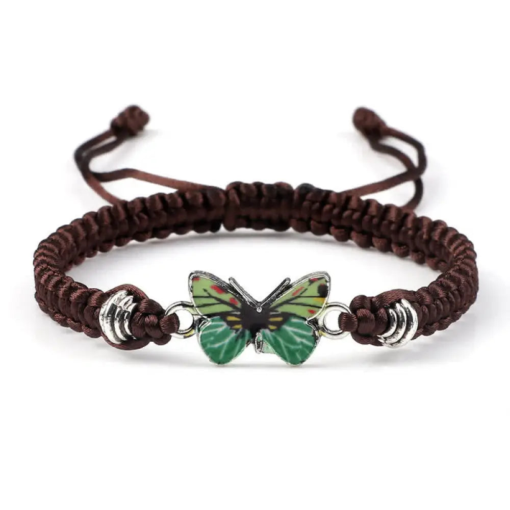 Buddha Stones Butterfly Freedom Love String Charm Bracelet - BWOOOH - Brown-Green Butterfly - Bracelet