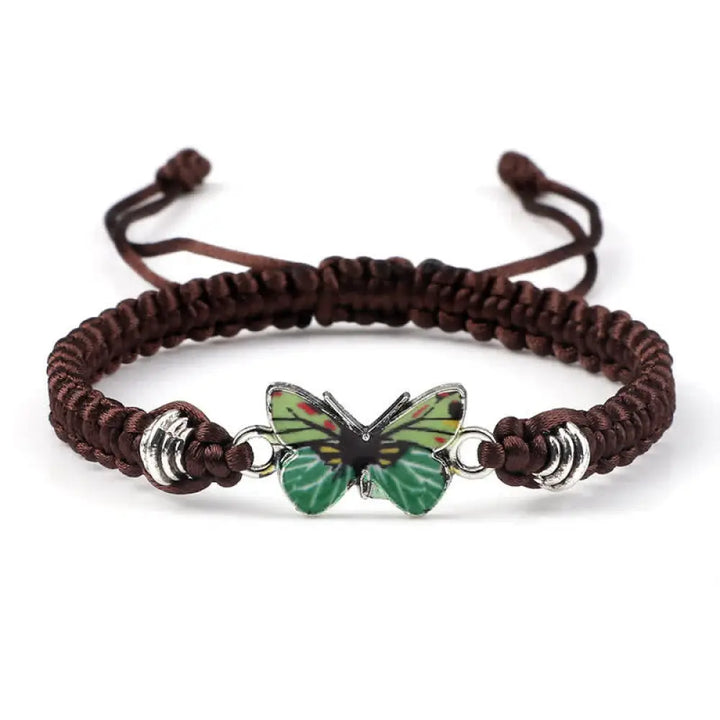 Buddha Stones Butterfly Freedom Love String Charm Bracelet - BWOOOH - Brown-Green Butterfly - Bracelet