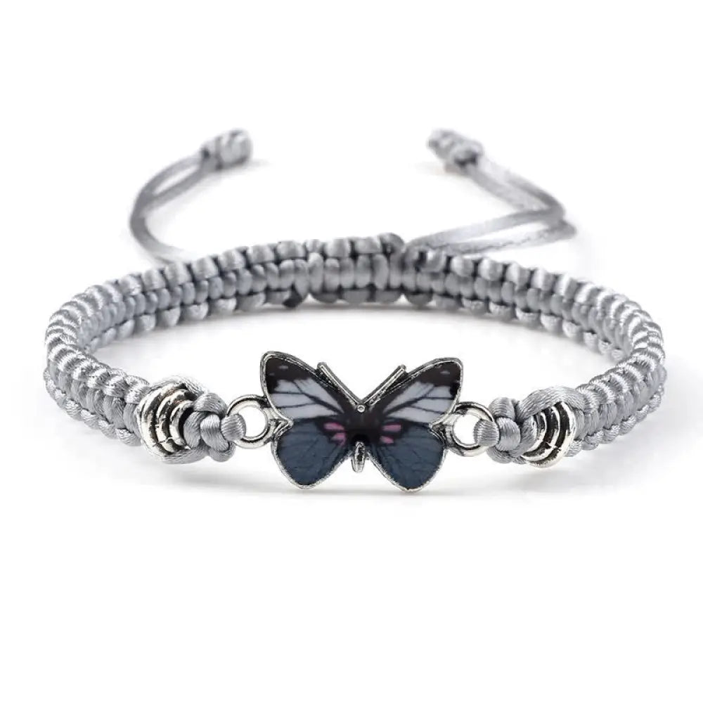 Buddha Stones Butterfly Freedom Love String Charm Bracelet - BWOOOH - Gray-Gray Butterfly - Bracelet