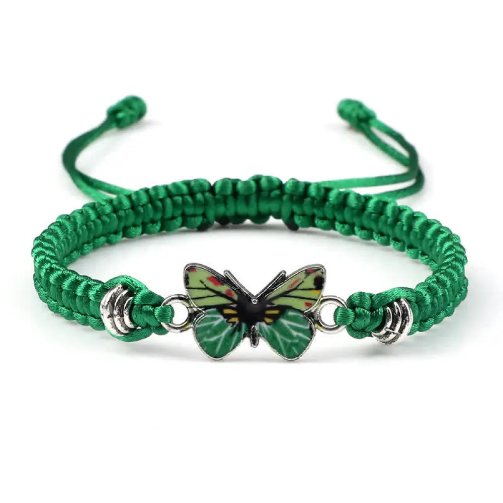 Buddha Stones Butterfly Freedom Love String Charm Bracelet - BWOOOH - Green-Green Butterfly - Bracelet