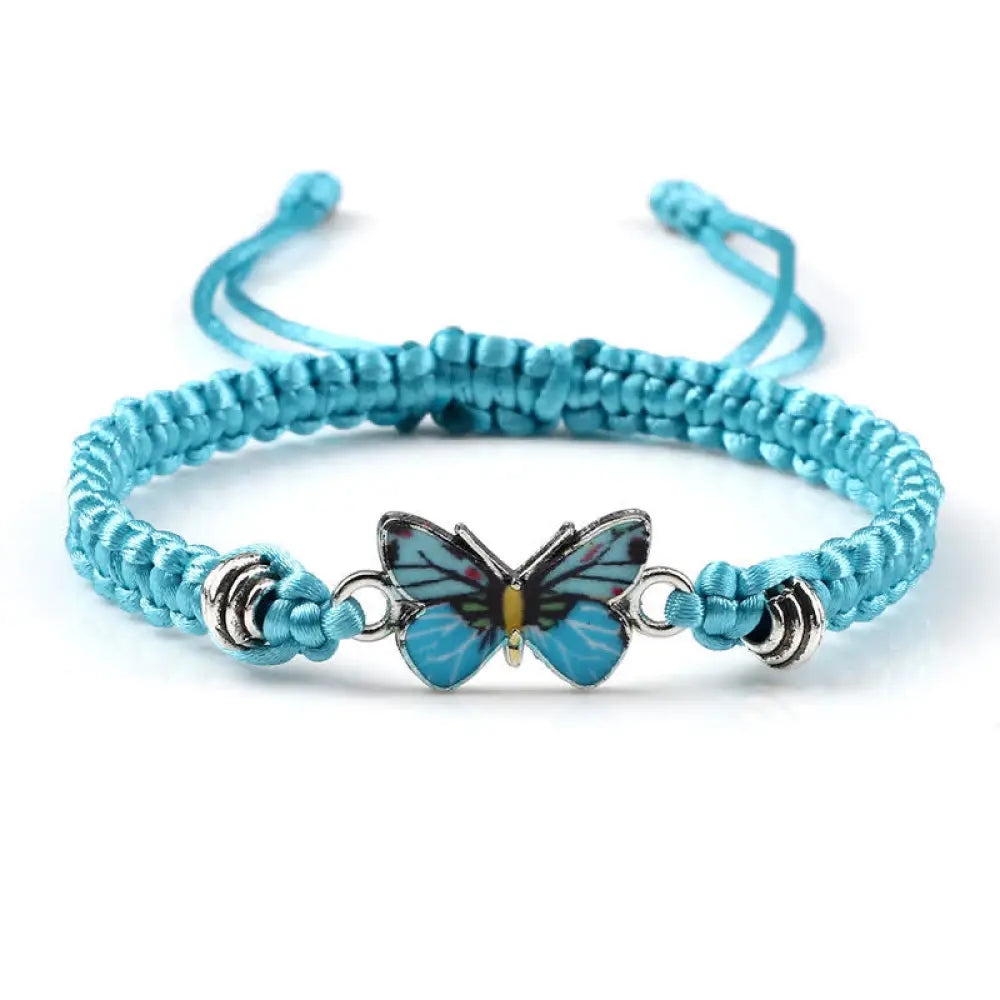 Buddha Stones Butterfly Freedom Love String Charm Bracelet - BWOOOH - Light Blue-Blue Butterfly - Bracelet