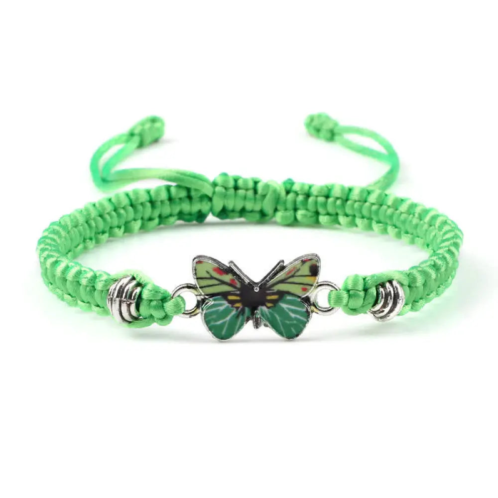 Buddha Stones Butterfly Freedom Love String Charm Bracelet - BWOOOH - Light Green-Green Butterfly - Bracelet