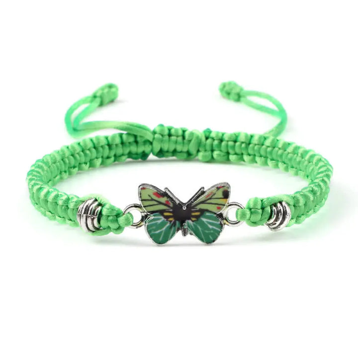 Buddha Stones Butterfly Freedom Love String Charm Bracelet - BWOOOH - Light Green-Green Butterfly - Bracelet