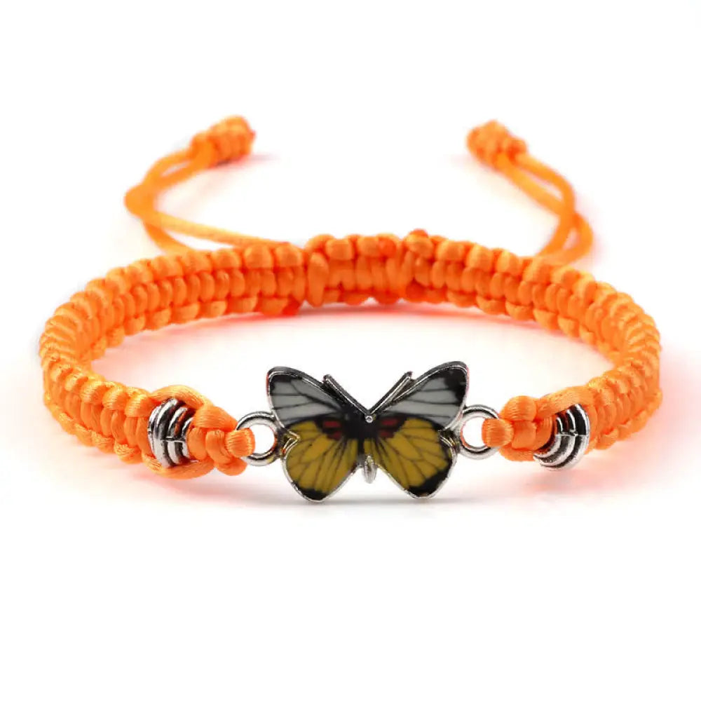 Buddha Stones Butterfly Freedom Love String Charm Bracelet - BWOOOH - Orange-Yellow Butterfly - Bracelet