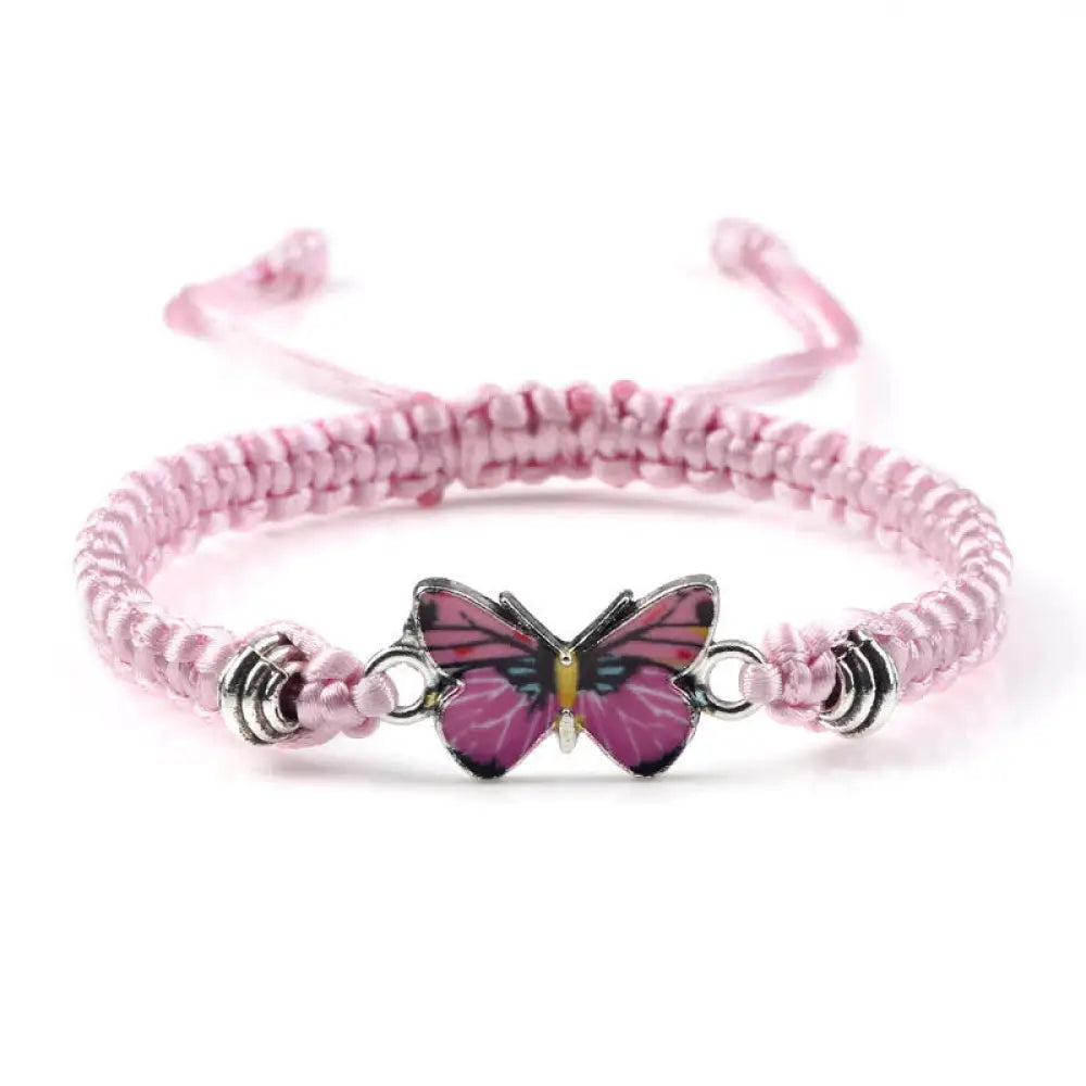 Buddha Stones Butterfly Freedom Love String Charm Bracelet - BWOOOH - Pink-Pink Butterfly - Bracelet