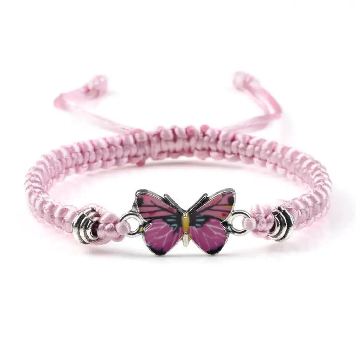 Buddha Stones Butterfly Freedom Love String Charm Bracelet - BWOOOH - Pink-Pink Butterfly - Bracelet