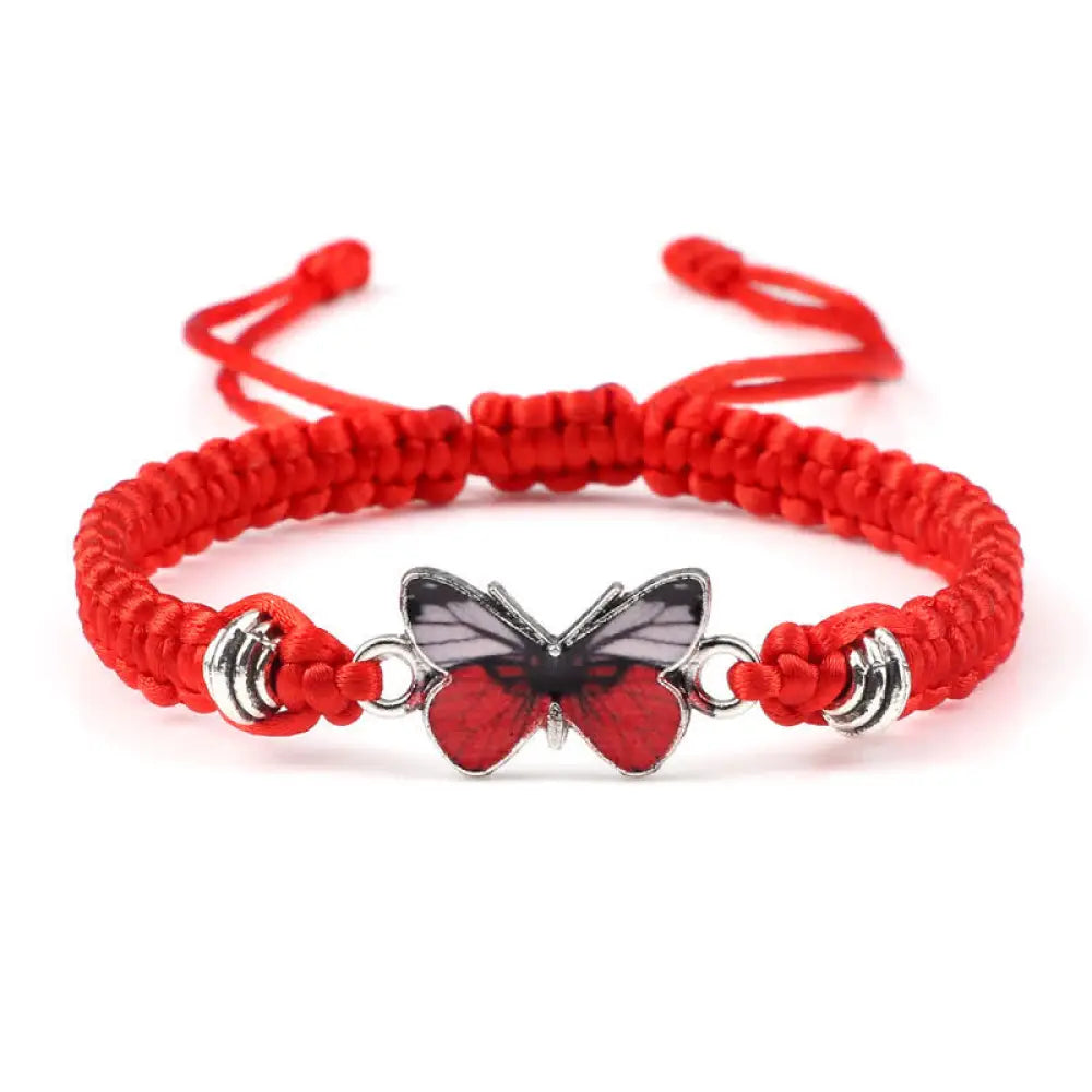 Buddha Stones Butterfly Freedom Love String Charm Bracelet - BWOOOH - Red-Red Butterfly - Bracelet