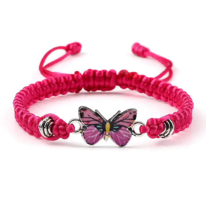Buddha Stones Butterfly Freedom Love String Charm Bracelet - BWOOOH - Rose Red-Pink Butterfly - Bracelet
