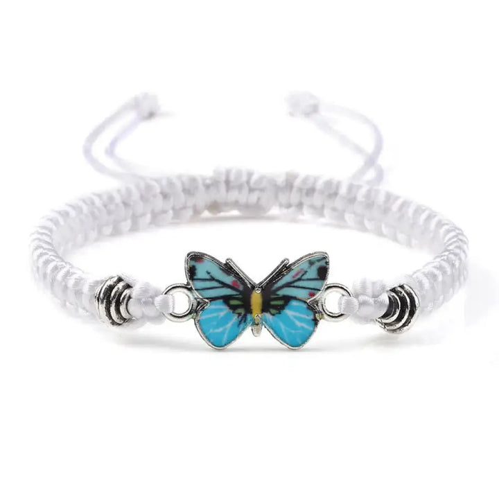 Buddha Stones Butterfly Freedom Love String Charm Bracelet - BWOOOH - White-Blue Butterfly - Bracelet