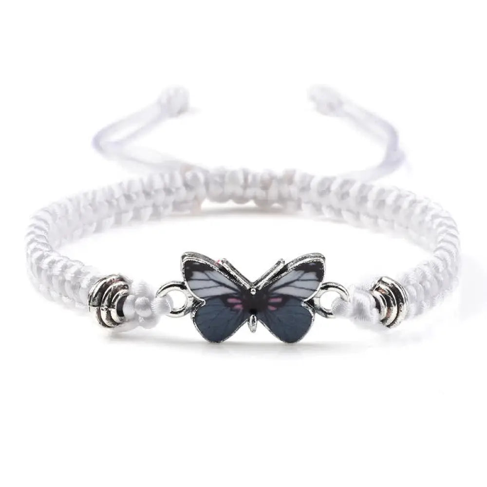 Buddha Stones Butterfly Freedom Love String Charm Bracelet - BWOOOH - White-Gray Butterfly - Bracelet