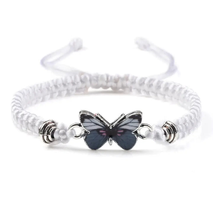 Buddha Stones Butterfly Freedom Love String Charm Bracelet - BWOOOH - White-Gray Butterfly - Bracelet