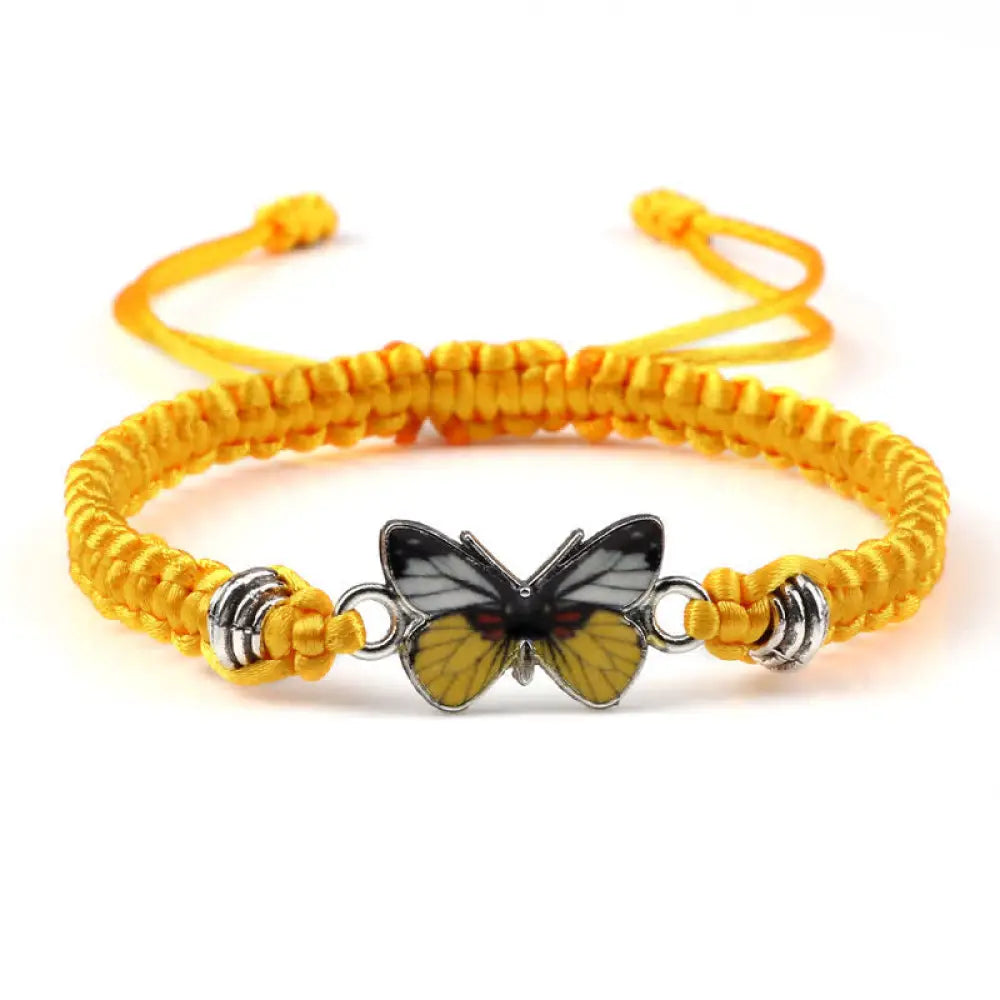Buddha Stones Butterfly Freedom Love String Charm Bracelet - BWOOOH - Yellow-Yellow Butterfly - Bracelet