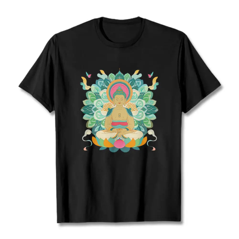 Buddha Stones Butterfly Lotus Buddha-Inspired Tee T-shirt - Black / S - T-Shirts