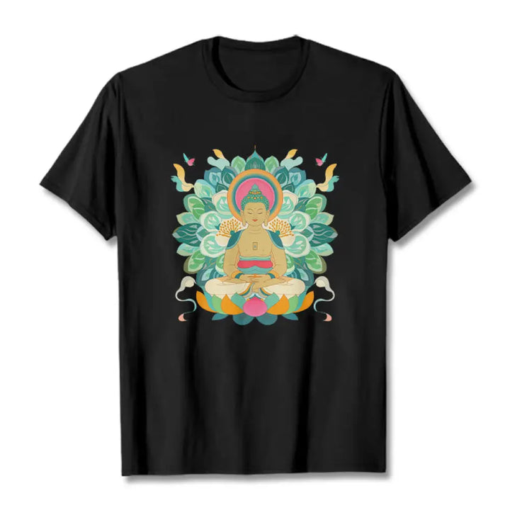 Buddha Stones Butterfly Lotus Buddha-Inspired Tee T-shirt - Black / S - T-Shirts