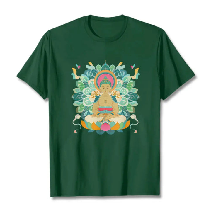 Buddha Stones Butterfly Lotus Buddha-Inspired Tee T-shirt - ForestGreen / S - T-Shirts