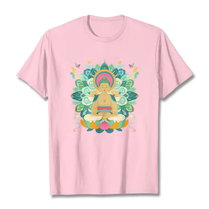 Buddha Stones Butterfly Lotus Buddha-Inspired Tee T-shirt - LightPink / S - T-Shirts