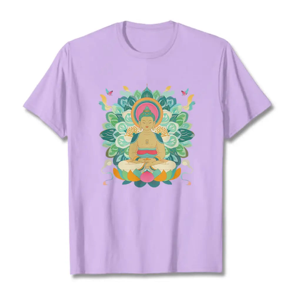 Buddha Stones Butterfly Lotus Buddha-Inspired Tee T-shirt - Plum / S - T-Shirts