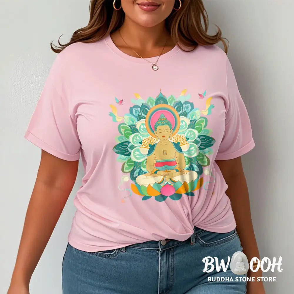 Buddha Stones Butterfly Lotus Buddha-Inspired Tee T-shirt - T-Shirts