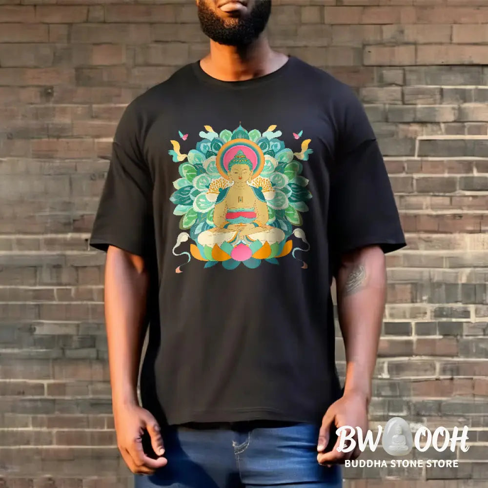 Buddha Stones Butterfly Lotus Buddha-Inspired Tee T-shirt - T-Shirts