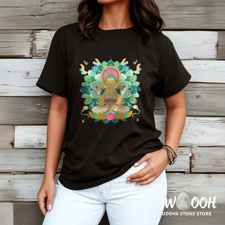 Buddha Stones Butterfly Lotus Buddha-Inspired Tee T-shirt - T-Shirts