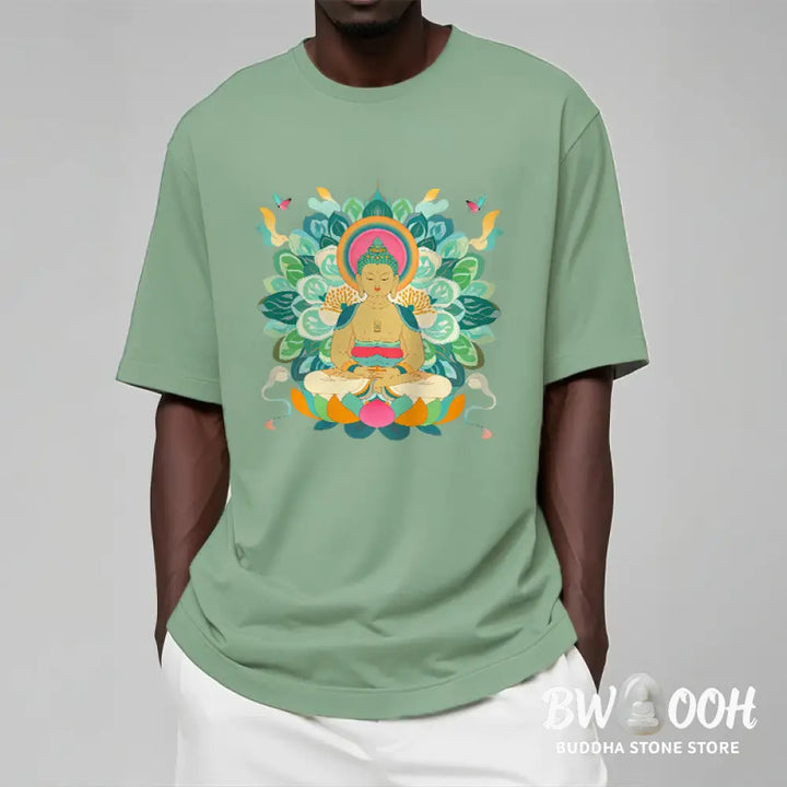 Buddha Stones Butterfly Lotus Buddha-Inspired Tee T-shirt - T-Shirts