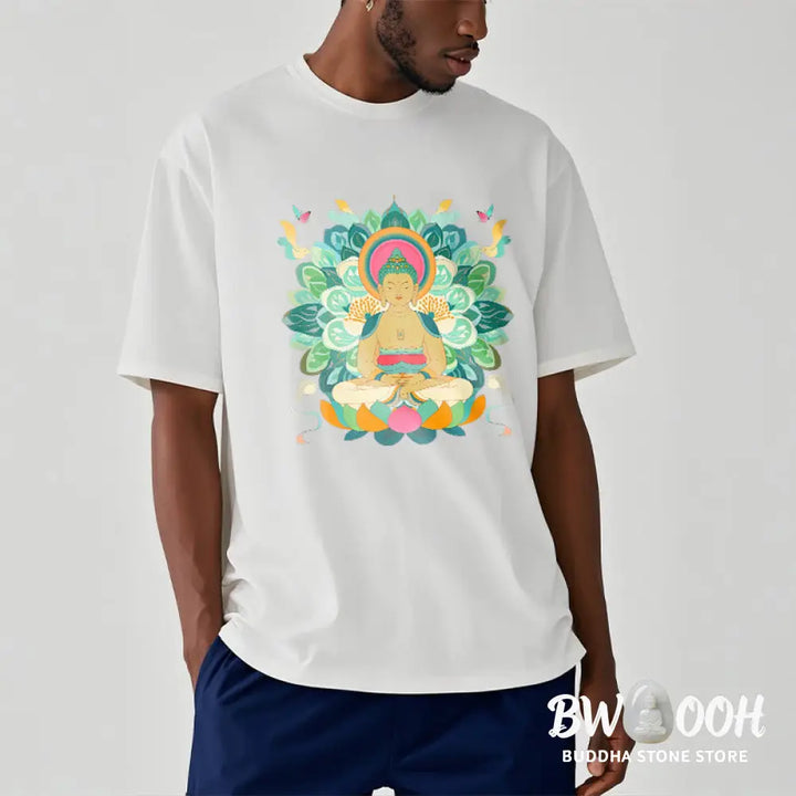 Buddha Stones Butterfly Lotus Buddha-Inspired Tee T-shirt - T-Shirts