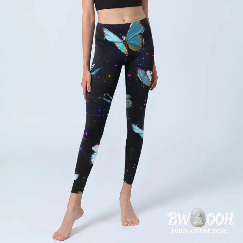 BWOOOH printed yoga leggings - Butterfly Star Sky Print Exercise Leggin