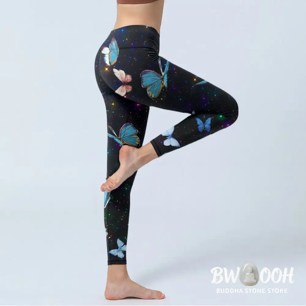 BWOOOH printed yoga leggings - Butterfly Star Sky Print Exercise Leggin